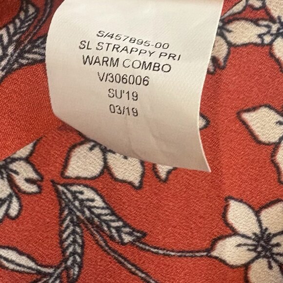 Banana Republic Red Floral Print Strappy Flounce Belted Midi Sundress SZ‎ 10-12 - Picture 12 of 14